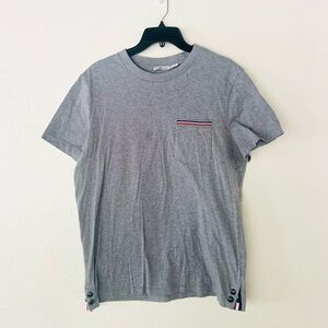 Moncler Gamma Bleu Striped Pocket T-Shirt Gray Cotton Made In Italy Sz Medium